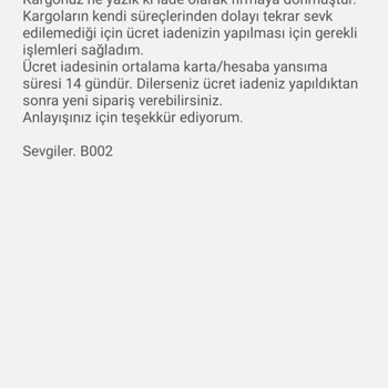 Vivense Kargo Ya Verildiği Söylenen Ürünüm Gelmedi İptal Edildi