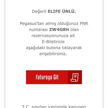 Pegasus İzmir'den Kayseri'ye Bilet İptali