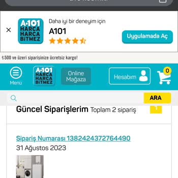 A101 İnternet Sitesi Siparişi Teslim Etmiyor