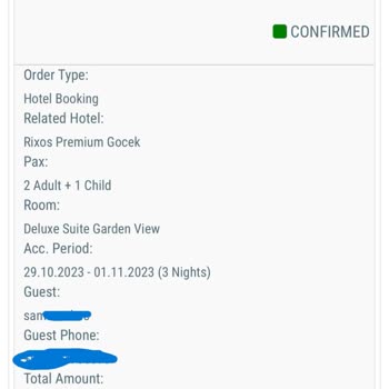 Rixos Hotels Rixos Premium Göcek Konfirme Olmuş Rezervasyonu Otele Almıyorlar