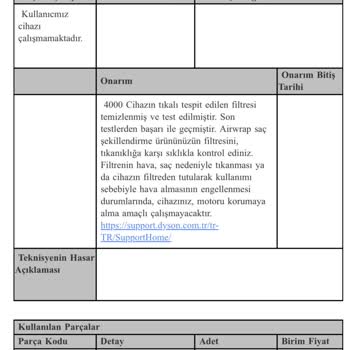 Dyson Servisi Filtre Temizliği İçin 3750 TL Para Aldı