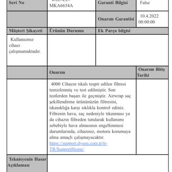 Dyson Servisi Filtre Temizliği İçin 3750 TL Para Aldı