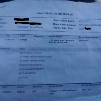 Volkswagen Satın Alınan Araçta Tespit Edilen Hasarlar Ve Servis Sorunları