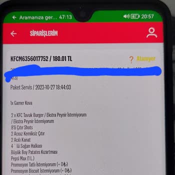 KFC Atanamayan Atanamamış Atanamayacak Olan Sipariş