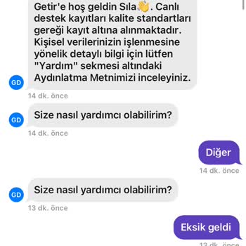 Getir Ürün Eksik Geldi, Müşteri Temsilcisi-kurye Arasında İletişim Kopukluğu