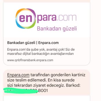 PTT Kargo İle Teslim Edilemeyen Enpara Ve Yapı Kredi Kart