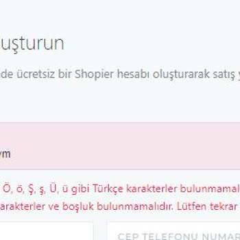 Shopier Dükkan İsmi Kabul Etmiyor