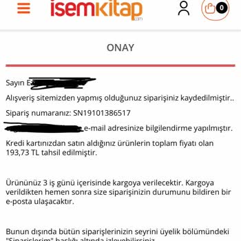 İsemkitap Siparişimi Kargolamadığı İçin Para İademi İstiyorum