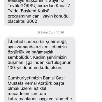 İYS (iys.org.tr - İleti Yönetim Sistemi) Esenler Ve Bayrampaşa Belediyesinden Gelen SMS'ler