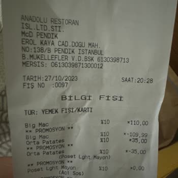 Pendik McDonald's Hamburger Menüsü Sorunu
