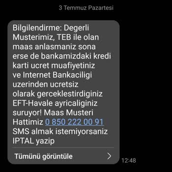 TEB Kart Ücretinin İadesini Talep Ediyorum
