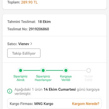 Trendyol Vienev Kullanıcısı Siparişimi Göndermiyor