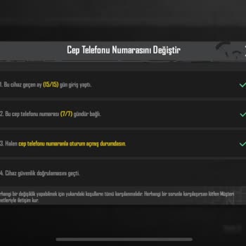 PUBG (Pubgmobile.com) Telefon Numaram Değişmiyor Tüm Tikler Oldu Halde