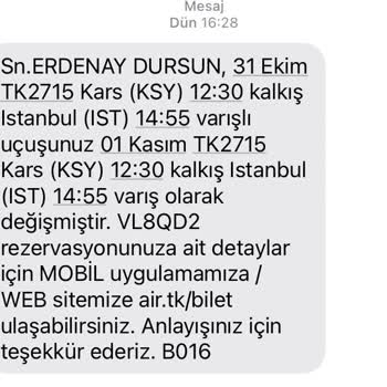 THY Bilgi Verilmeden Bilet Erteleme