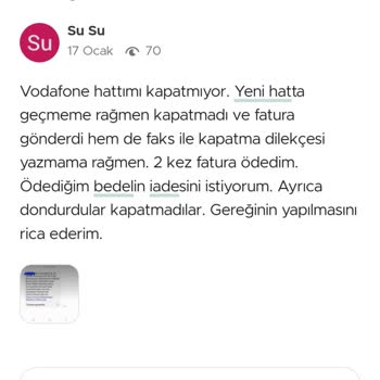 Vodafone Kapatılmayan Hat Hakkında