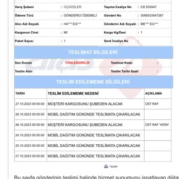 Aras Kargo Gönderdiğim Paketi Bana Geri Gönderdi?