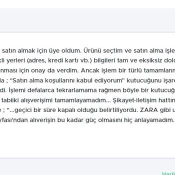 Zara Sayfasından Ödeme Yapılamıyor