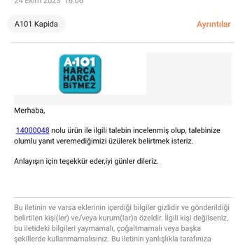 A101 Son Kullanma Tarihi Geçmiş Ürün Göndermesi