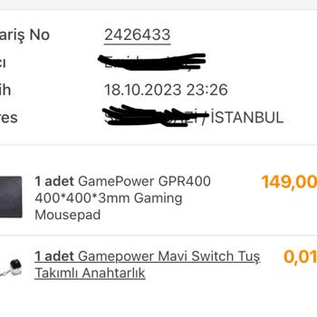 İncehesap Eksik Ürün Gönderildi!