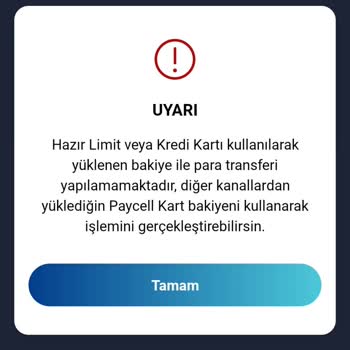 Paycell Kart İbana Transfer Yapmıyor