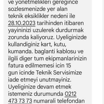 Digiturk Sözleşme İptali Sebebiyle İptal Hk