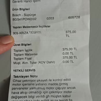 Bosch Süpürge Arızası Müşteri Hatası Deniyor
