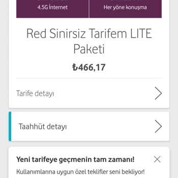 Vodafone Eski Paketime Geri Dönmek İstiyorum.