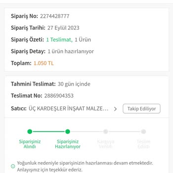 Jotun Boya Kargaya Verilmeyen Siparişim