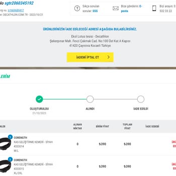 Decathlon İade Yapılmıyor Ve Yeterli Bilgi Verilmiyor