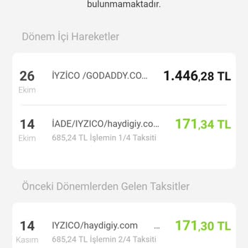 Iyzico Godaddy.com Adresinden İzinsiz Kart Çekilmiş.