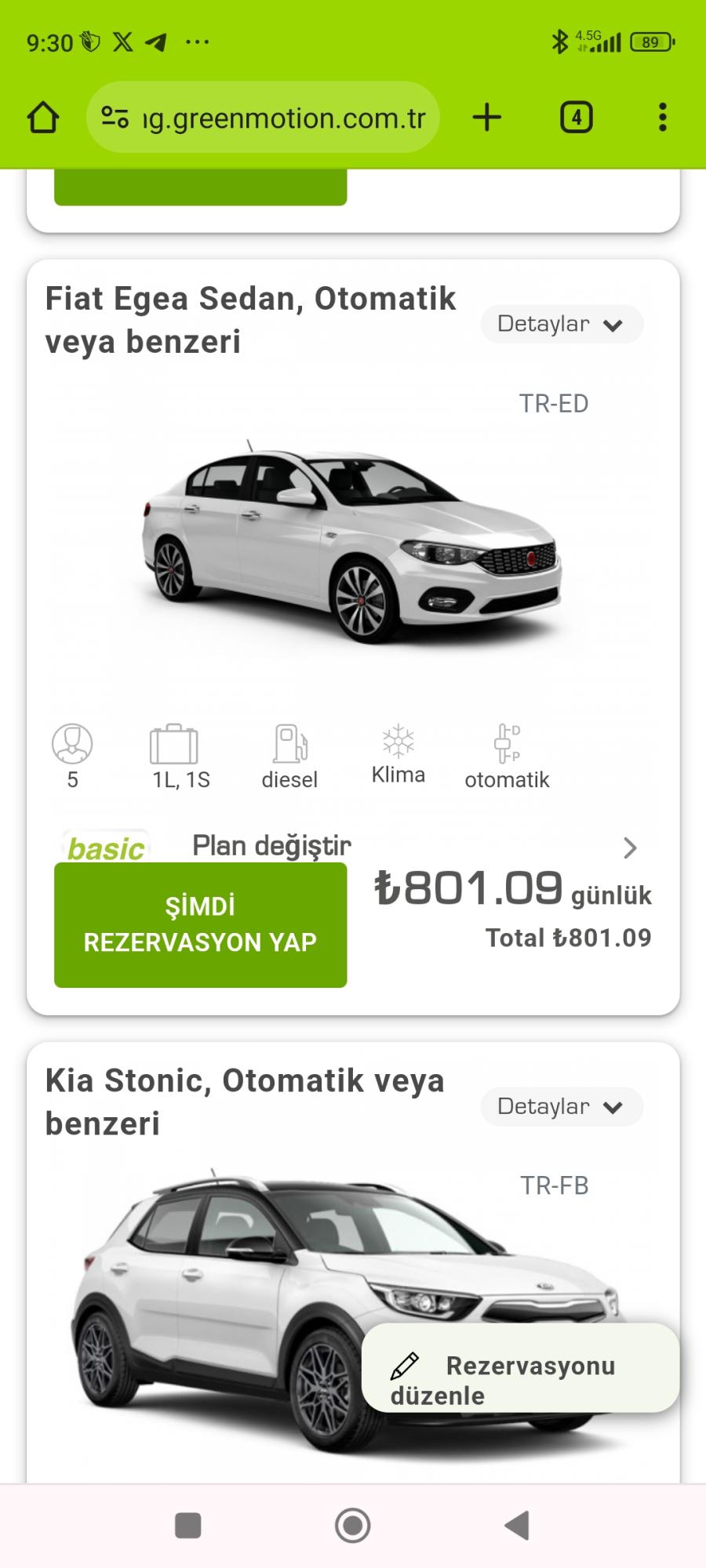 Greenmotion Car Rental Üst Grup Araç Kiralayıp Alt Grup Araç Teslim