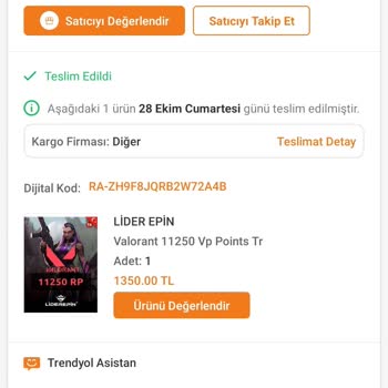 Lider Epin (Trendyol) Üzerinden Alınan Kodun Hatalı Çıkması