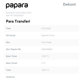 Papara Hesabımdan Para Çekilmiş