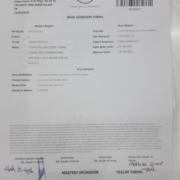 Sony Eurasia Sony Ps Oyun Kolu Kullanılmış Ürünü Teslim Ettiler.