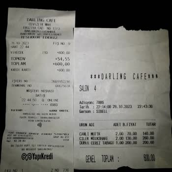 Darling Cafe 'de Mecburi Fiyat Belirtmesi