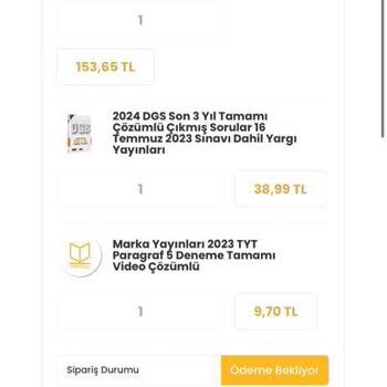 YKM Kitap Ödeme Bekleniyor