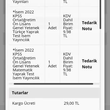 İsem Kitapçılık Siparişimi Vermedi