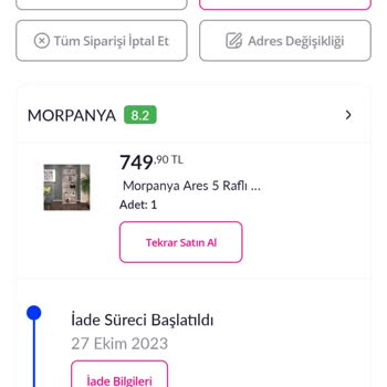 Pazarama Morpanya 5 Raflı Kitaplık Ürün Teslim Edilmedi!
