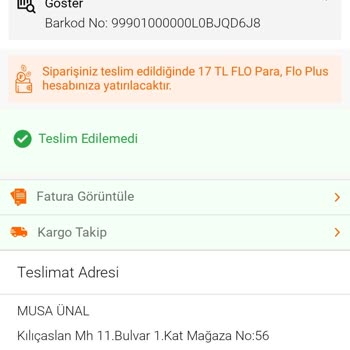FLO Ayakkabı FLO Parasını Ödediğim Ürünleri Verdiğim Adrese Teslim Etmiyor