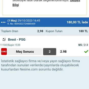 Nesine Kazanılan Ücretin Ödenmemesi