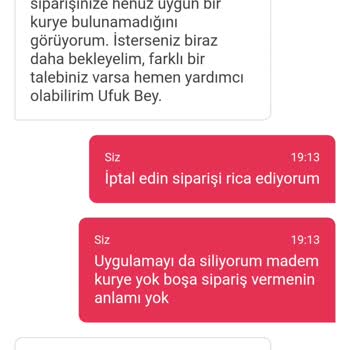 Yemeksepeti Uygun Kurye Bulunamadığı İçin Siparişin 2 Saat Gelmemesi