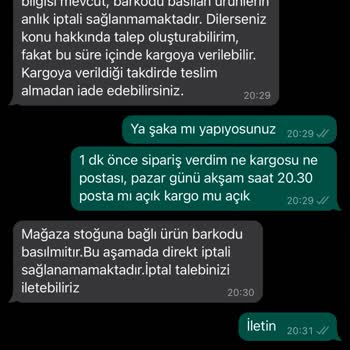 Epttavm Ürün İptali Sorunu