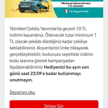 Vodafone 10 TL Lik Hediyemi Kullanamıyorum