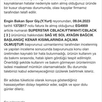 adidas 3 Aylık Ayakkabılar Yırtıldı Ve Değişim Talebime Red Geldi