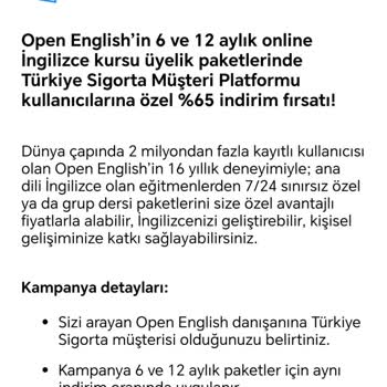 Open English İndirim Oranı Uygulanmıyor