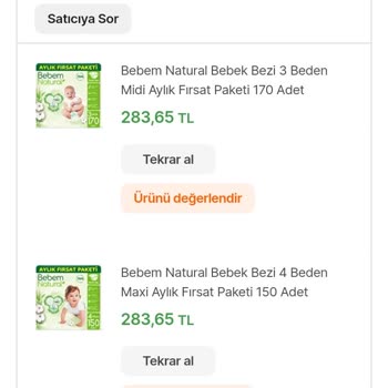 hepsiJET Eksik Ürün Bebek Bezi