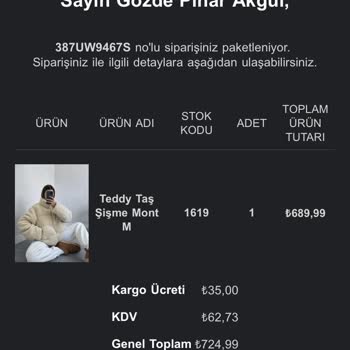 Oyku Wear Ürünüm Elime Ulaşmıyor Param İade Edilmiyor