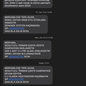 Ege Tepe Ltd İstenmeyen SMS