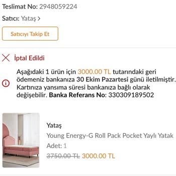 Yataş Fiyatına Zam Yaptı Diye Siparişimi İptal Etti