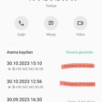 Vodafone Genel Merkez Tarafından 0 Saniye Süreyle Aranmam